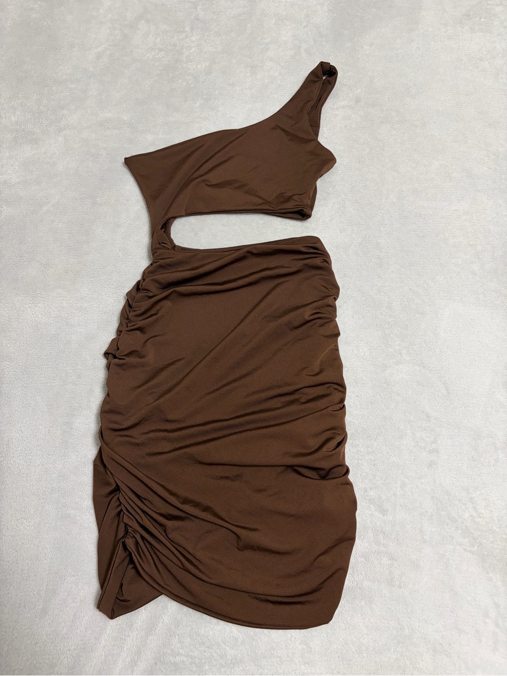 Women’s One-Shoulder Cutout Dress in Brown